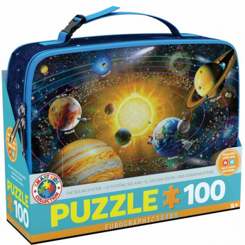 Eurographics 9100-5486 - Lunchbox, Brotdose mit Puzzle 100 Teile, Motiv: Solar System, Sonnensystem, ca. 27x21x7cm