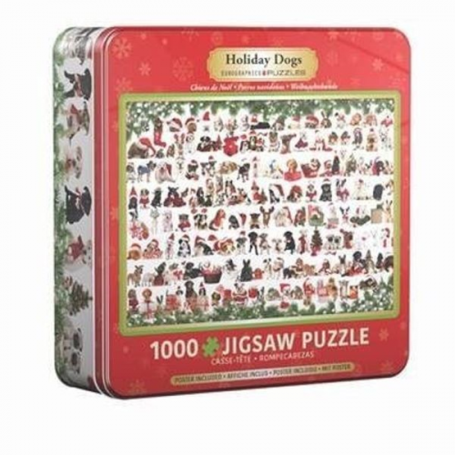 Eurographics 8051-0939 - Holiday Dogs Tin, 1.000 Blech Puzzle