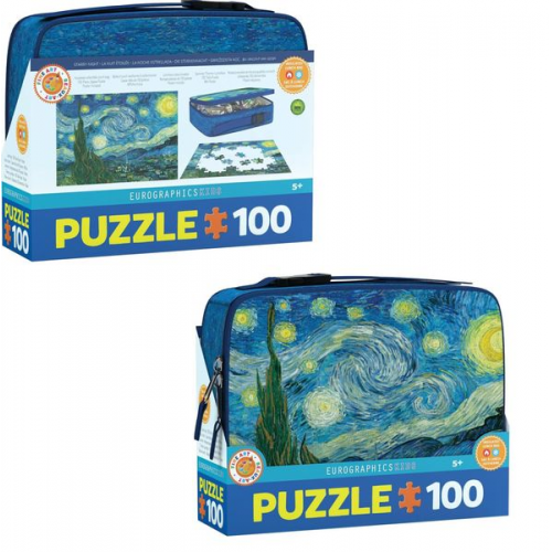 Eurographics 9100-1204 - Lunchbox, Brotdose mit Puzzle 100 Teile, Motiv: Sternennacht von Vincent van Gogh, Fine Art