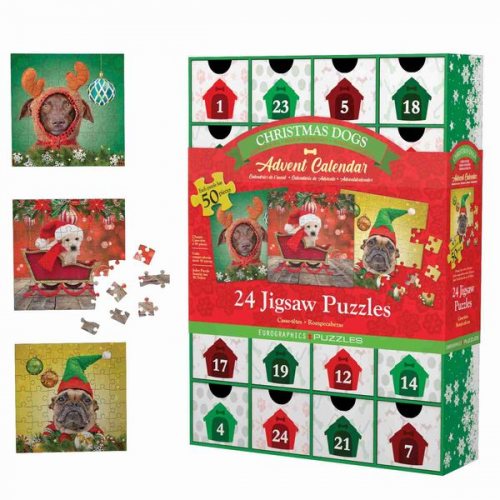 Eurographics 8924-5738 - Puzzle Adventskalender - 1 Christmas Dogs, 24 Puzzles je 50 Teile