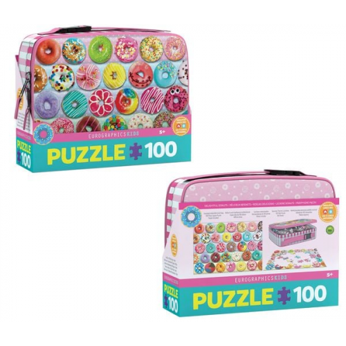 Eurographics 9100-5825 - Lunchbox, Brotdose mit Puzzle 100-Teile, Motiv: Donuts, Kids Collection