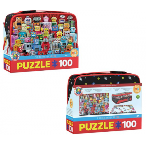 Eurographics 9100-5827 - Lunchbox, Brotdose mit Puzzle 100-Teile, Motiv: Roboter, Smart Kids Collection