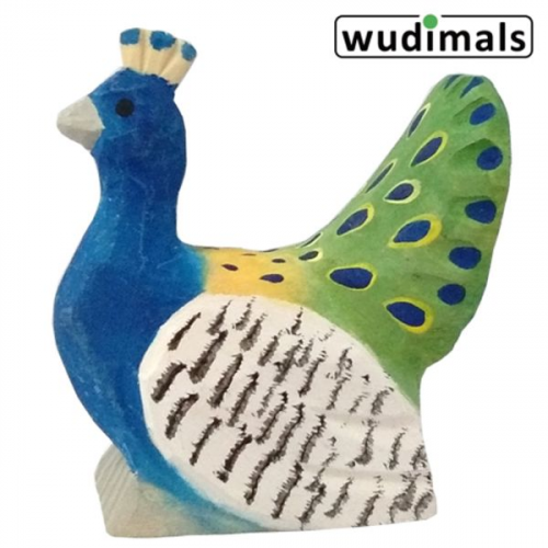 Wudimals A041009 - Pfau, Peacock, handgeschnitzt aus Holz