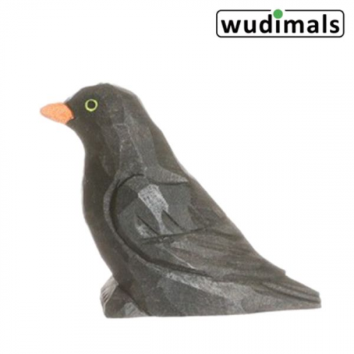 Wudimals A041014 - Amsel, Blackbird, handgeschnitzt aus Holz