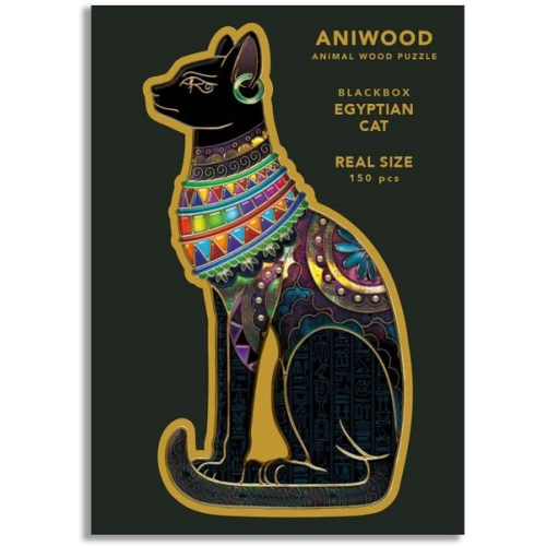 Aniwood J6108M - Animal Wood Puzzle, Blackbox Egyptian Cat M, Ägyptische Katze, Holz-Puzzle, 150 Teile