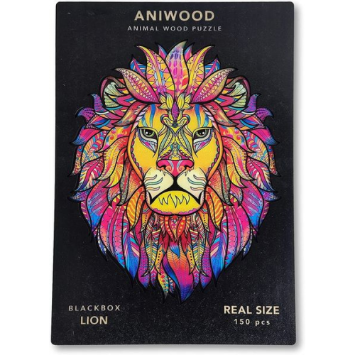 Aniwood J2317M - Animal Wood Puzzle, Blackbox Lion M, Löwe, Holz-Puzzle, 150 Teile