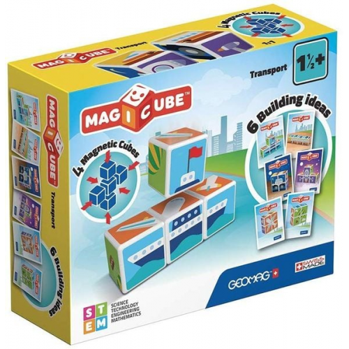 Carletto 507015 - GEOMAG MAGICUBE Transport, Magnetisches Aufbausystem, 4 Würfel