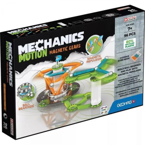 Invento 507091 - Geomag Mechanics Motion Magnetic Gears 96 pcs, Kugelbahn mit Zahnräder, Magnetischer Baukasten, Magnetspielzeuge