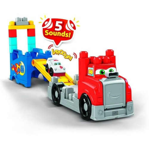 Mega Bloks Fast Tracks Rennwagen-Transporter mit Geräuschen (15 Teile)