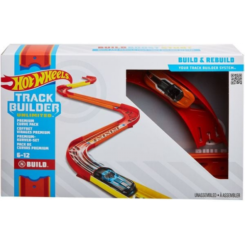 Mattel - Hot Wheels Track Builder Unlimited Premium-Kurven-Set inkl. 1 Spielzeugauto