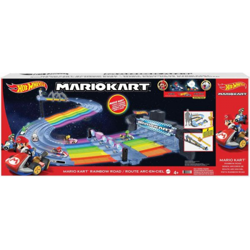 Hot Wheels - Mario Kart Regenbogen Rennstrecke, inkl. 2 Spielzeugautos