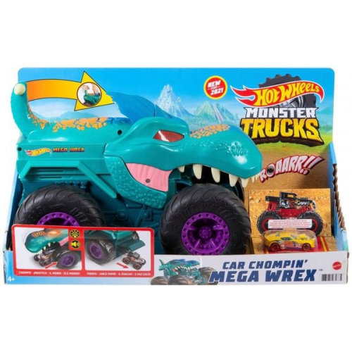 Hot Wheels - Monster Trucks autofressender Mega-Wrex, inkl. 1 Spielzeugauto