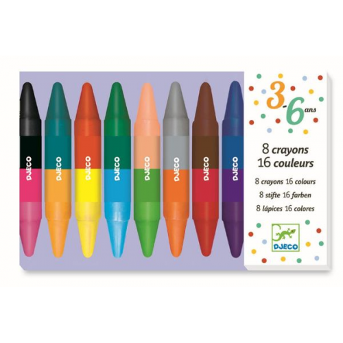 Djeco - Farben - 8 twins crayons