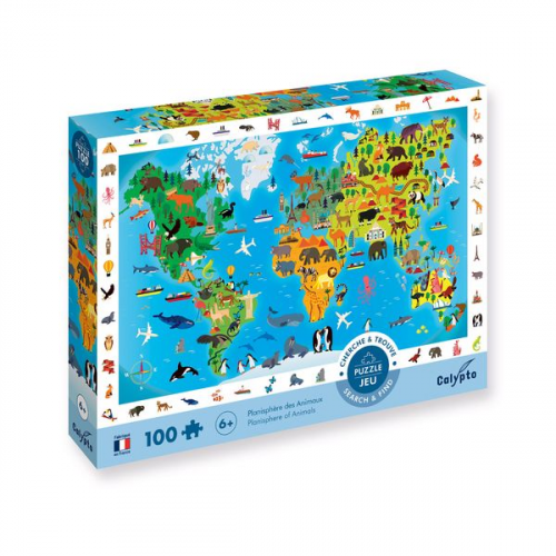 SentoSphere - Calypto - XL Puzzle - Tierweltkarte, 100 Teile