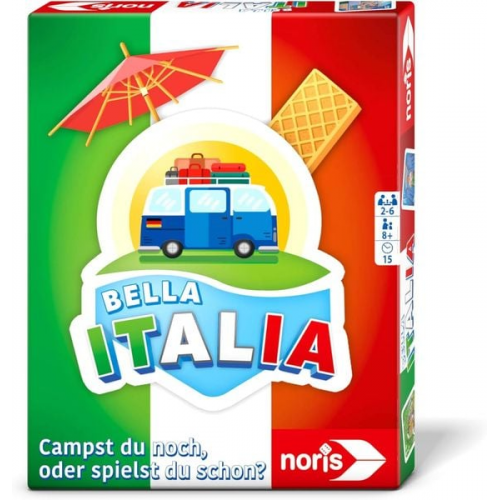 Noris 606262070 - Bella Italia, Campst du noch, oder spielst du Schon?, Kartenspiel für 2-6 Spieler