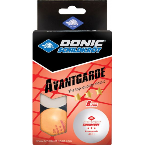 Donic-Schildkröt - Tischtennisball 3-Stern Avantgarde, Poly 40+ Qualität, 6 Stk. im Blister, 3x weiß