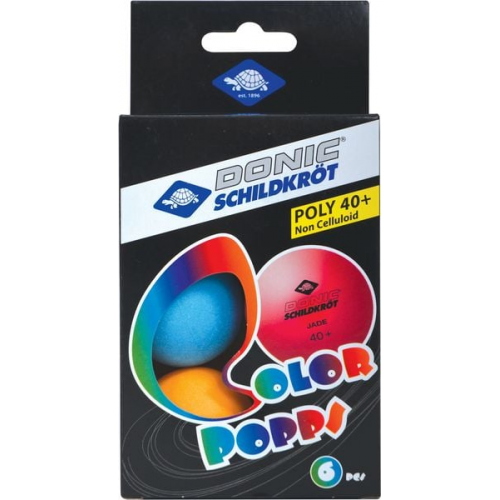 Donic-Schildkröt - Tischtennisball Colour Popps, 6 farbige Bälle in Poly 40+ Qualität