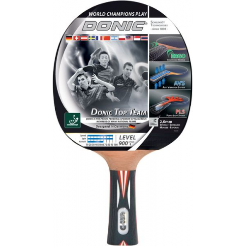 Tischtennis Schläger Top Teams 900 mit AVS Technologie und PLS Eego Griff, Holz/Natur, One Size