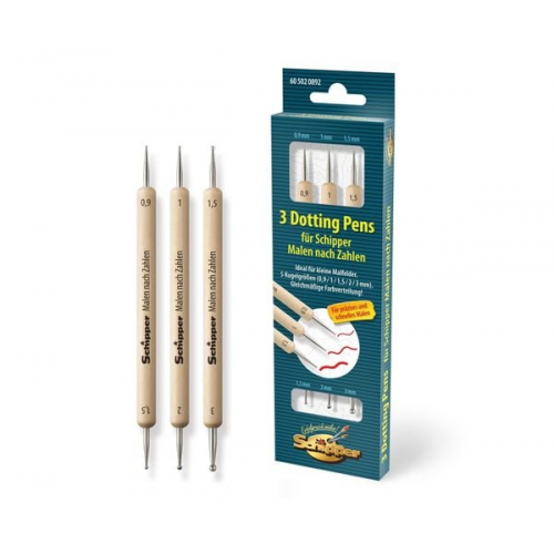 Schipper 605020892 - 3 Dotting Pens für Malen nach Zahlen, doppelseitig