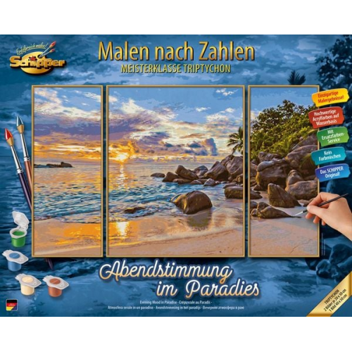 Schipper 609260906 - Malen nach Zahlen, Abendstimmung im Paradies, Triptychon, 50 x 80 cm