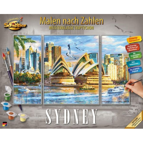 Schipper 609260909 - Malen nach Zahlen, Sydney, Triptychon, 50 x 80 cm