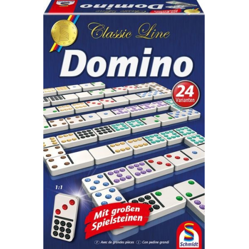 Schmidt Spiele - Classic Line, Domino, mit extra großen Spielfiguren