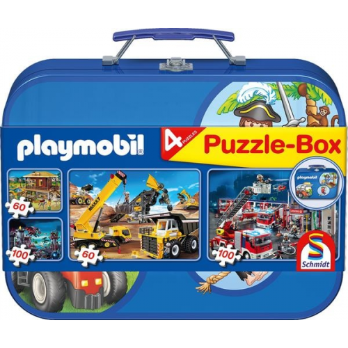 Puzzle Box Schmidt Spiele Playmobil im Metallkoffer 2x60 2x100 Teile