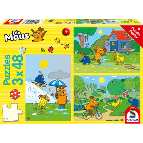 Schmidt Spiele - Viel Spaß mit der Maus, 3x48 Teile