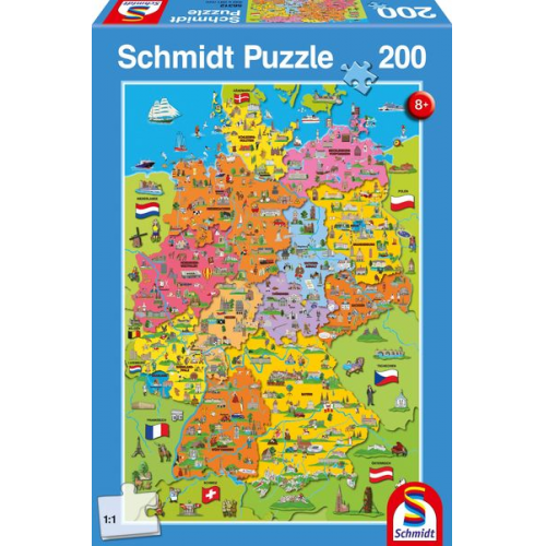 Schmidt Spiele - Deutschlandkarte mit Bildern, 200 Teile