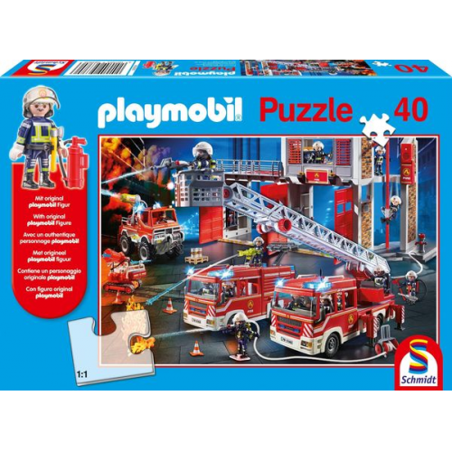 Schmidt Spiele - Feuerwehr, 40 Teile, mit Add-on, Original Figur