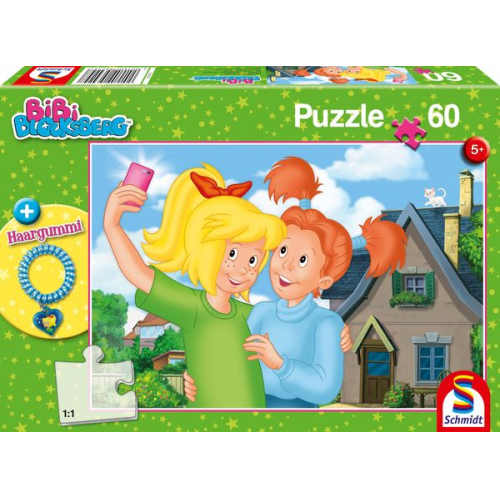 Schmidt 56424 - Bibi Blocksberg, Selfie, Kinderpuzzle mit Haargummi, 60 Teile