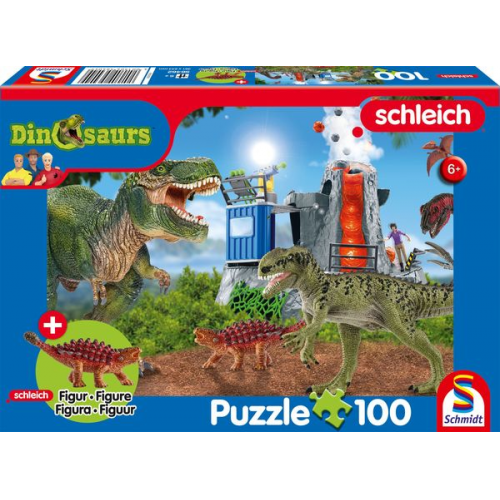 Schmidt Spiele - Schleich : Dinosaurs - Dinosaurier der Urzeit, 100 Teile plus Figur