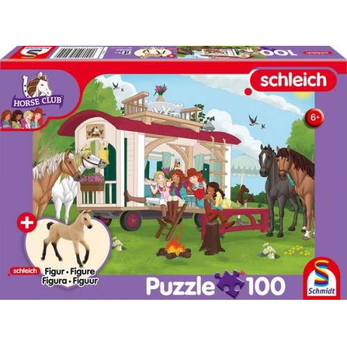 Schmidt Spiele - Schleich : Horse Club - Hannoveraner Fohlen, Falbe, 100 Teile plus Figur