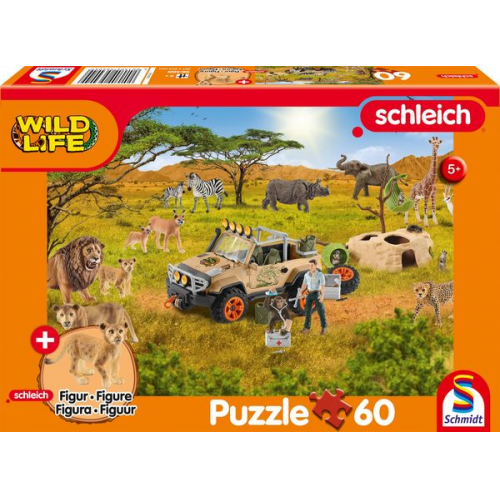 Schmidt Spiele - Schleich : Wild Life - In der Sarvanne, 60 Teile plus Figur