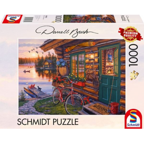 Schmidt Spiele - Darrel Bush: Seehütte mit Fahrrad, 1.000 Teile