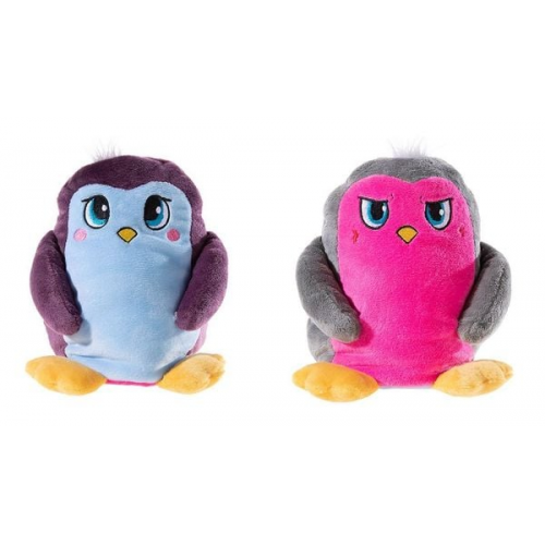 Heunec 756670 - Moodbooster Pinguechen Bob, Wendemaskottchen, Pinguin-Wende-Plüschfigur mit Stimme, blau/pink, Größe: 15cm