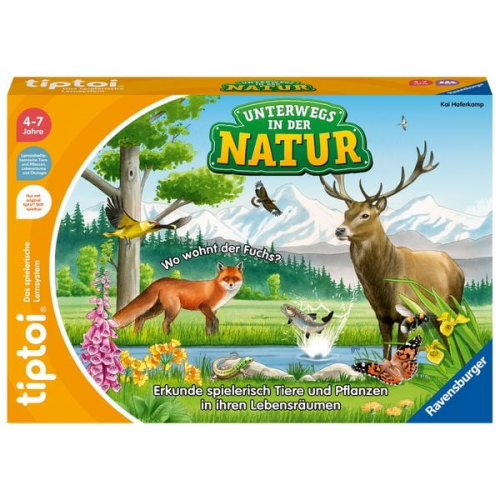 Ravensburger 00121 - tiptoi® Unterwegs in der Natur, Heimische Natur und Tiere entdecken, Lernspiel