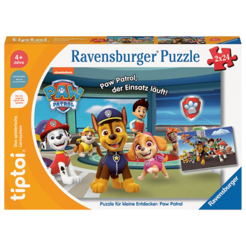 Ravensburger 00135 - tiptoi® Puzzle für kleine Entdecker: Paw Patrol, 2x24 Teile