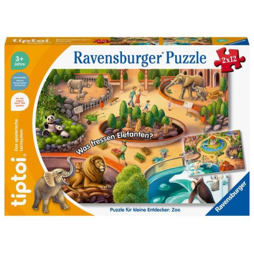 Ravensburger 00138 - tiptoi® Puzzle für kleine Entdecker: Zoo, 2x12 Teile