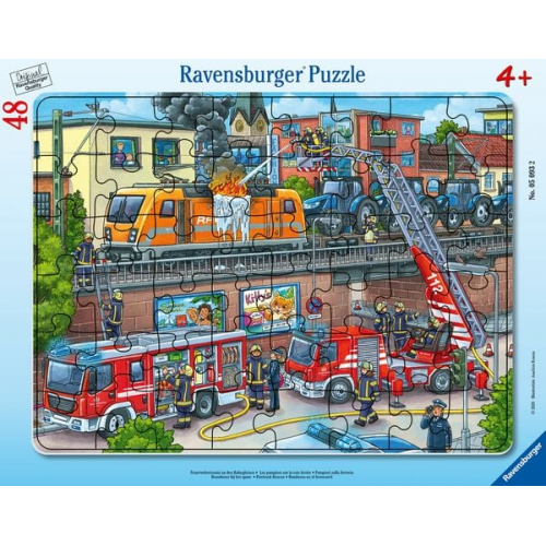 Rahmenpuzzle Ravensburger Feuerwehreinsatz an den Bahngleisen 48 Teile