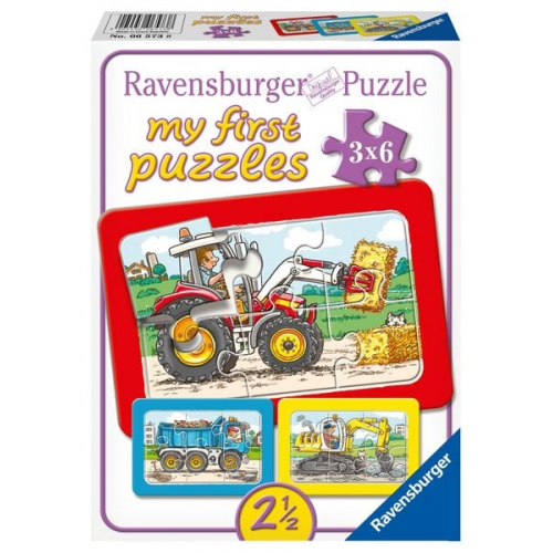 Puzzle Ravensburger Bagger, Traktor und Kipplade 3 X 6 Teile