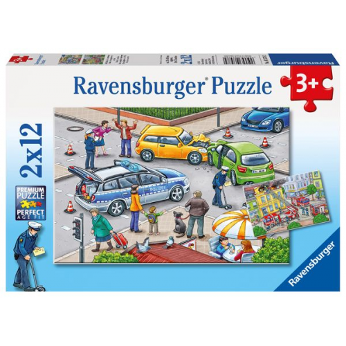 Puzzle Ravensburger Mit Blaulicht unterwegs 2 X 12 Teile