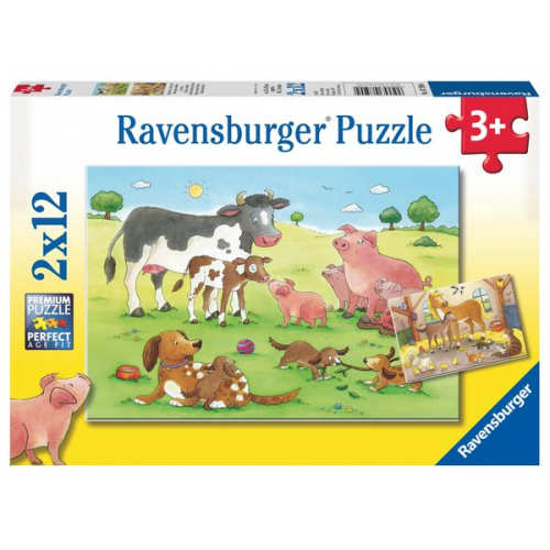 Puzzle Ravensburger Glückliche Tierfamilien 2 X 12 Teile