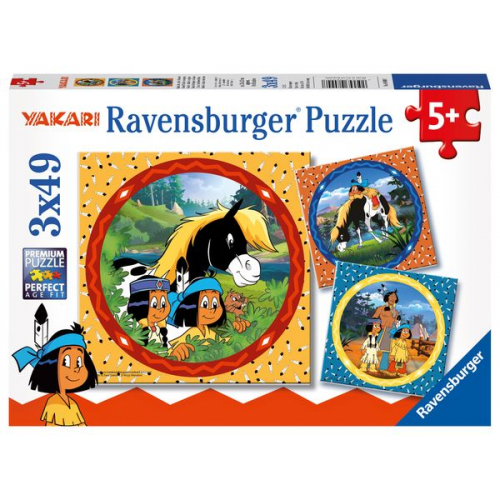 Puzzle Ravensburger YAK: Yakari, der tapfere Indianer 3 X 49 Teile