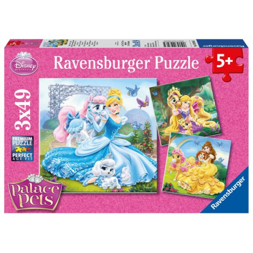 Puzzle Ravensburger Palace Pets - Belle, Cinderella und Rapunzel 3 X 49 Teile