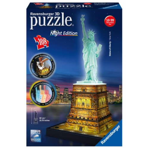 3D Puzzle Ravensburger Freiheitsstatue bei Nacht 108 Teile