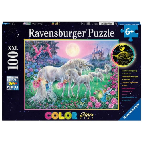 Puzzle Ravensburger Einhörner im Mondschein 100 Teile XXL Color Starline