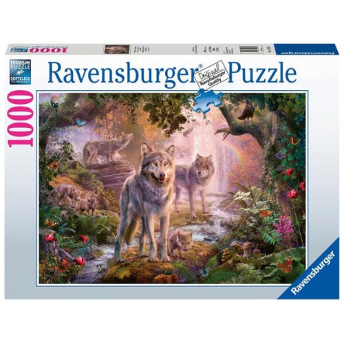 Puzzle Ravensburger Wolfsfamilie im Sommer 1000 Teile