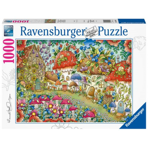 Puzzle Ravensburger Niedliche Pilzhäuschen in der Blumenwiese 1000 Teile