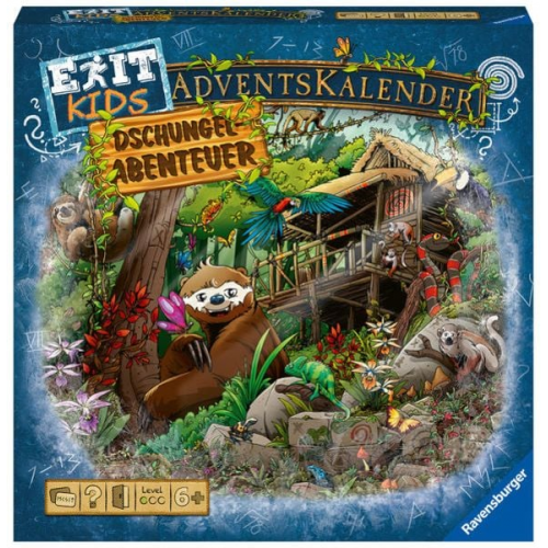 Ravensburger 18957 - EXIT Adventskalender Kids, Dschungel-Abenteuer, 24 Rätsel für EXIT-Begeisterte ab 6 Jahren